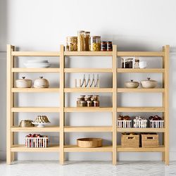Hold Everything Modular Shelving Pine Wood, 3 unit with 6 shelves