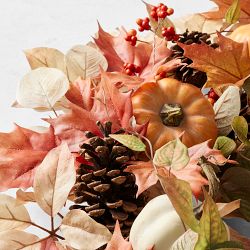Fall Pumpkin &amp; Maple Leaves UV Protected Faux Wreath &amp; Garland
