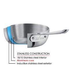 All-Clad D3® Tri-Ply Stainless-Steel Butter Warmer, 1/2-Qt.