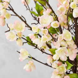 Faux Plum Blossom Arrangement in Glass Vase