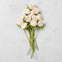 Jeff Leatham x Williams Sonoma Real Touch Faux Blush Ranunculus Stems, Set of 12