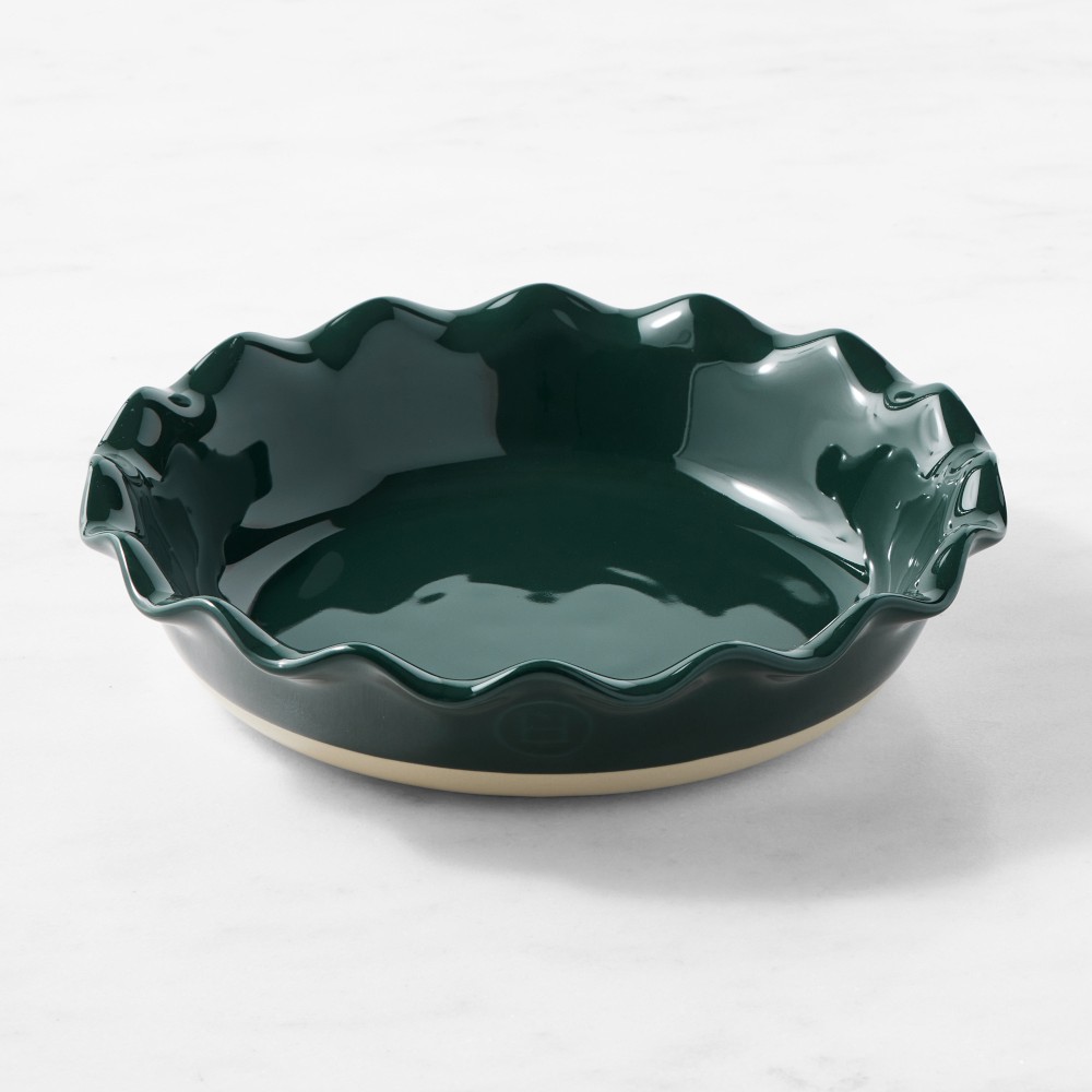 Emile Henry French Ceramic Artisan Ruffled Pie Dish - Cedar
