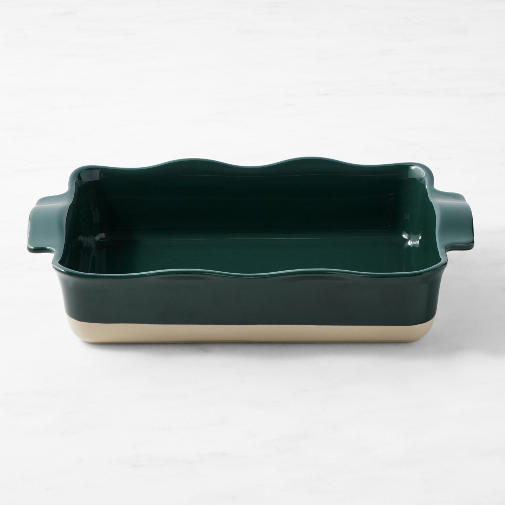 Emile Henry French Ceramic Ruffled Rectangular Baker, Large
