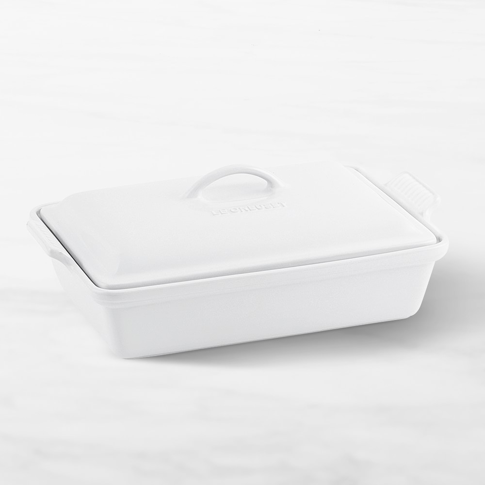 Le Creuset Heritage Stoneware Rectangular Covered Casserole, 4-Qt. - 12 1/2", White