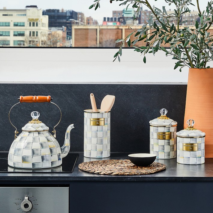 MacKenzie-Childs Sterling Check Canister | Williams Sonoma