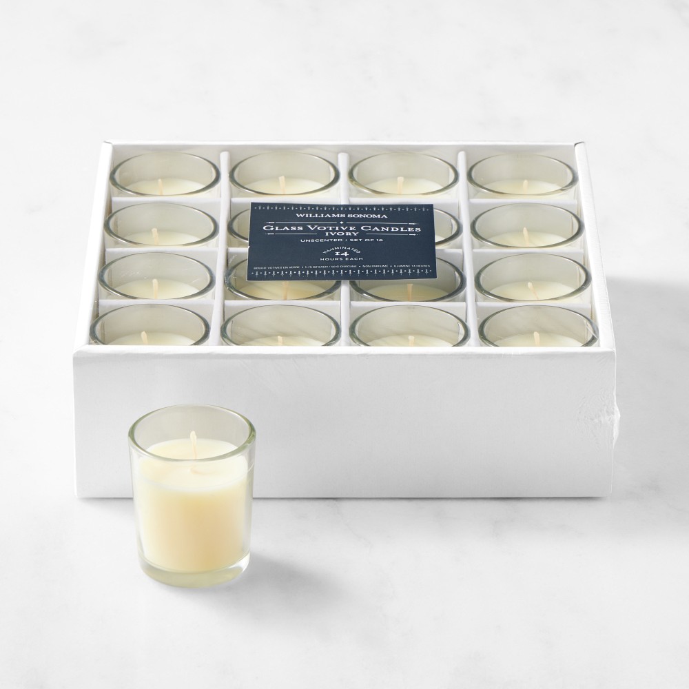 Filled Votive Candles - Set of 16, Ivory