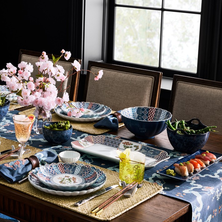 Williams sonoma テーブルクロス 178×229 パーティー Savion Espresso Natural Tone Extendable Dining Room Set from