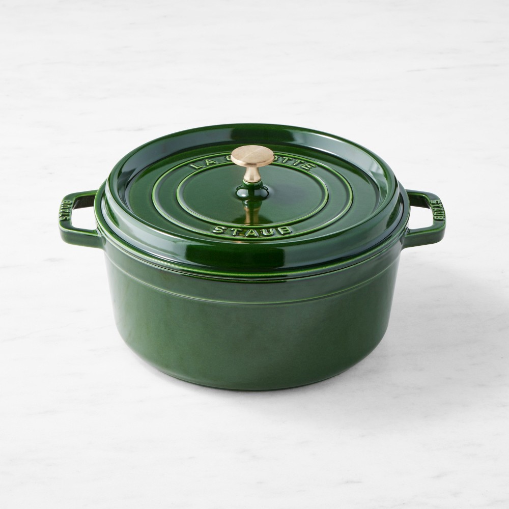 5.5-Qt Basil with Brass Knob, Staub Enameled Cast Iron Round Dutch Oven -