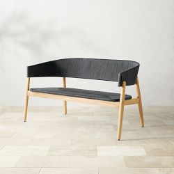 Anders Love Seat, Natural, Teak All-Weather Weave, Black