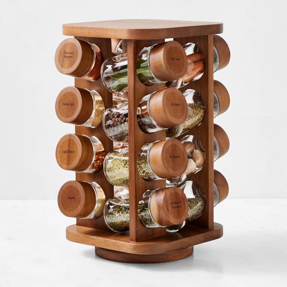 Hold Everything Revolving Spice Rack - Walnut Finish