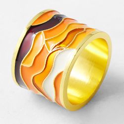 Cloisonné Wave Napkin Rings, Set of 4