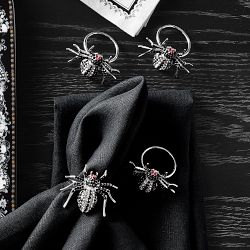 Jeweled Spider Napkins Rings, Set of 4