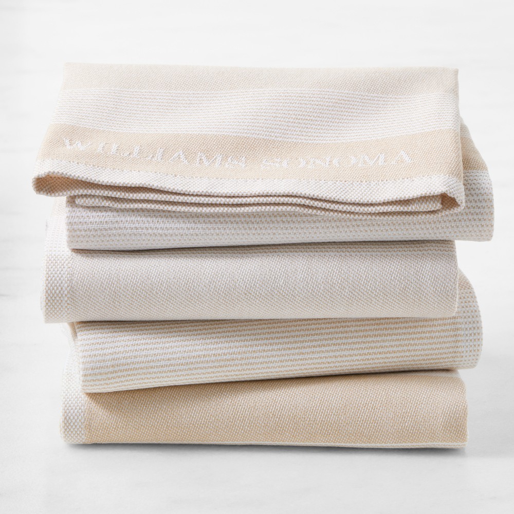 Williams Sonoma Logo Stripe Towels - Set of 4, Khaki