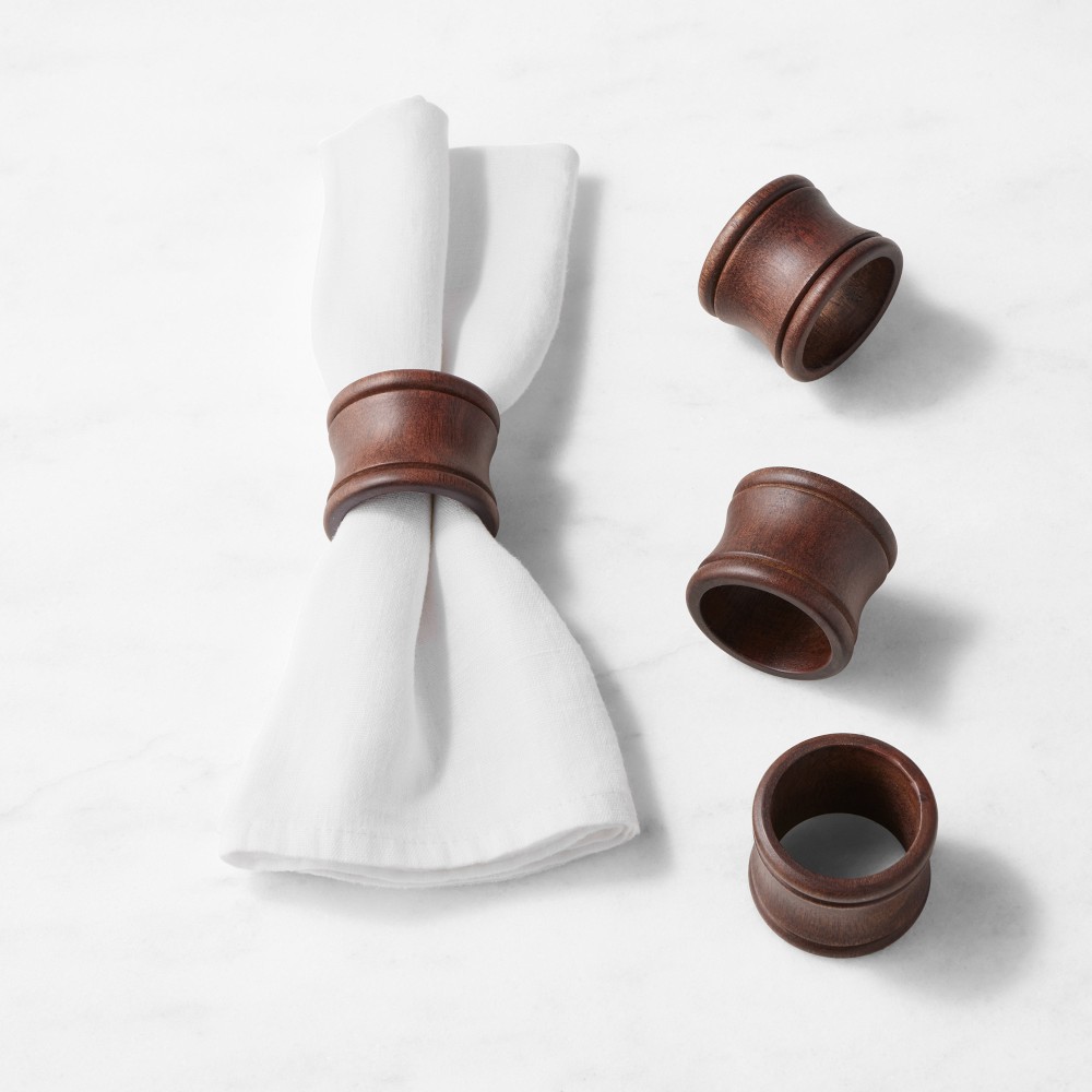 Dark Wood Napkin Rings, Set of 4 - Set of 4
