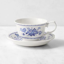 English Floral Cups and Saucers, Set of 4