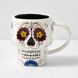 Day of the Dead Skull Figural Mugs, Set of 2