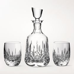Waterford Lismore Round Decanter & 2 Double Old-Fashioned Glasses