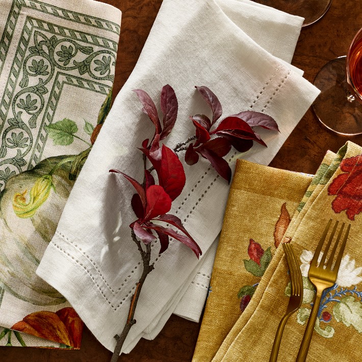 Linen Double Hemstitch Napkins | Williams Sonoma