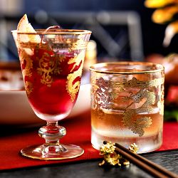 Gold Dragon Double Old-Fashioned Glasses, Set of 4