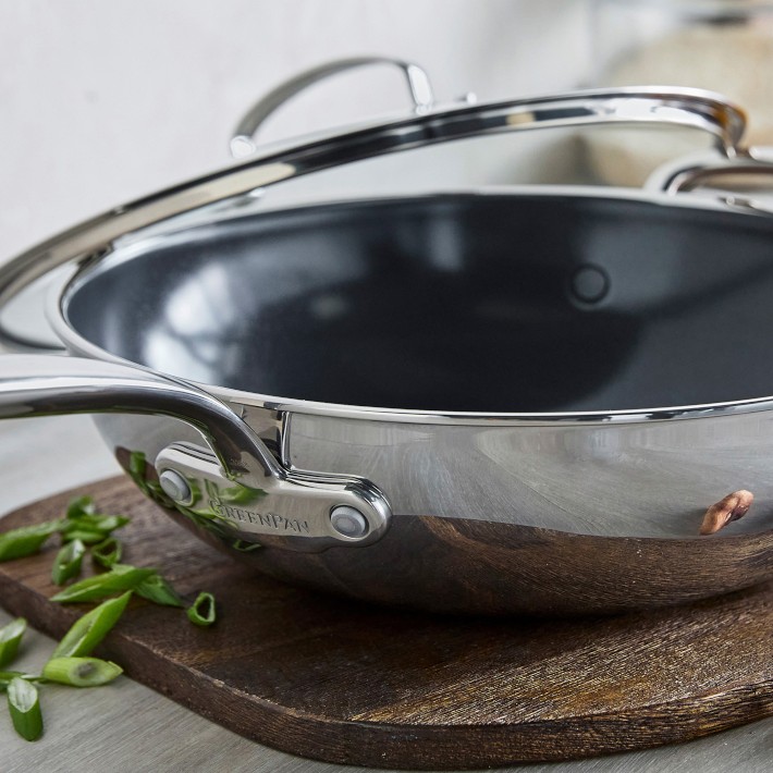 GreenPan Premiere Max Stainless-Steel Ceramic Nonstick Covered Wok