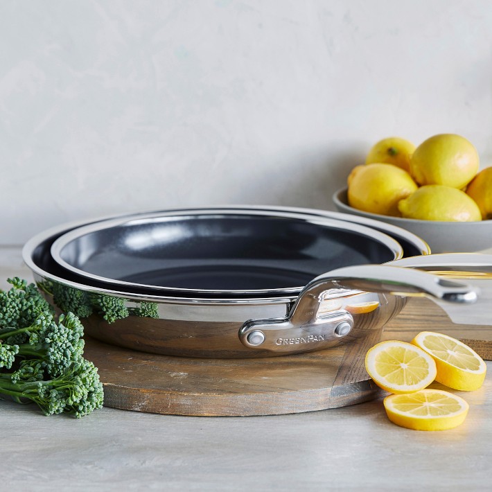 GreenPan Premiere Max Stainless-Steel Ceramic Nonstick Fry Pan Set