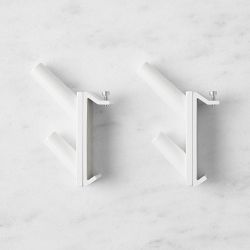 Hold Everything Adjustable Row of Hooks, White