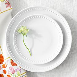Pillivuyt Beaded Coupe Porcelain Dinner Plates