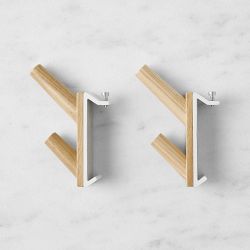 Hold Everything Adjustable Row of Hooks, Ashwood