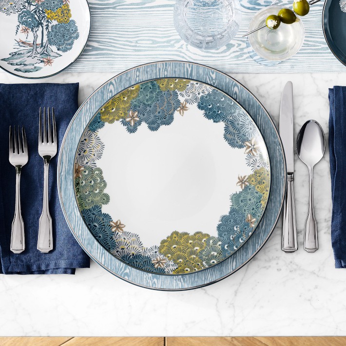 Scalamandré x Williams Sonoma Sea of Trees Plates | Williams Sonoma