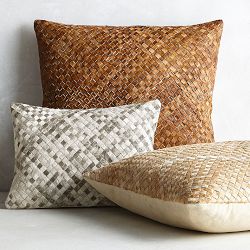 Woven Leather Hide Pillow Cover