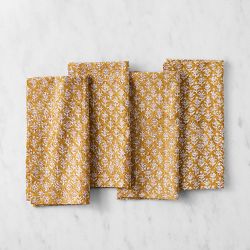 Harvest Block Print Napkins, Set of 4, Mustard