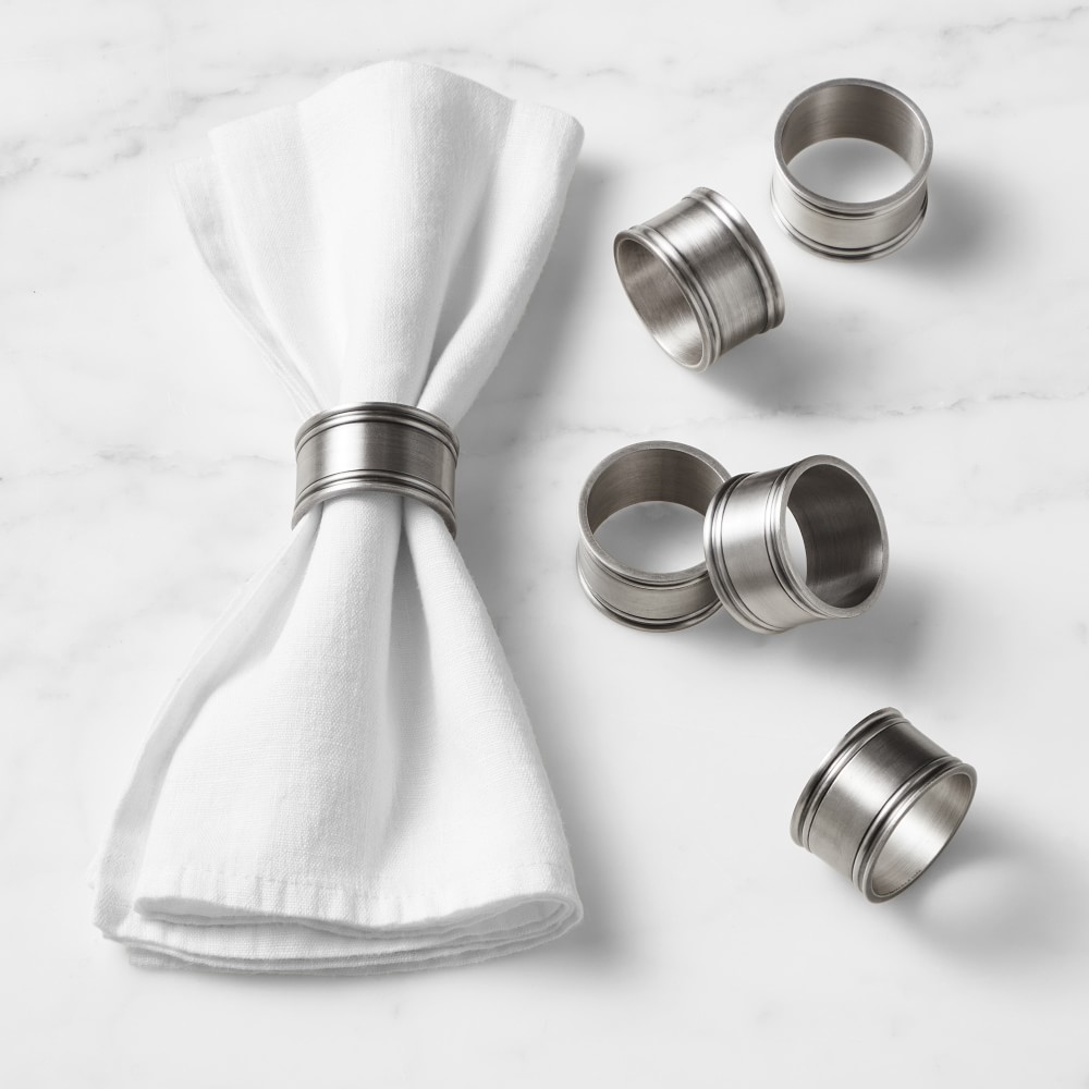 Williams Sonoma Pantry Napkin Rings, Set of 6 - Set of 6, Brushed Nickel