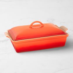 Le Creuset Heritage Stoneware Rectangular Covered Casserole, 12 1/2", Flame