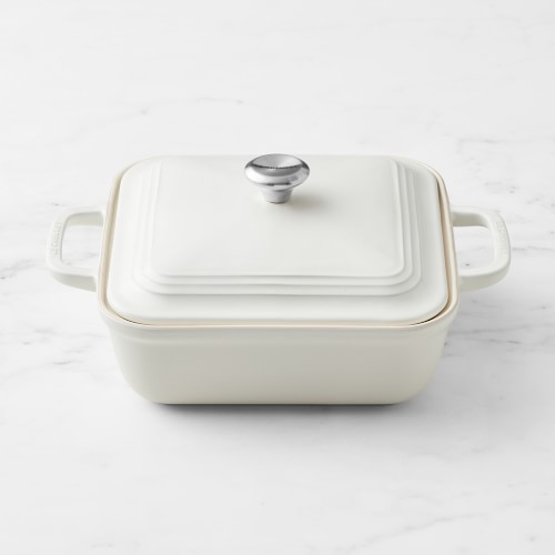 Le Creuset San Francisco Stoneware Square Covered Baker, 3-Qt., Matte White