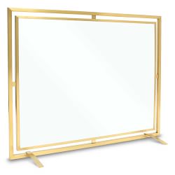 Floating Glass Single Panel Fireplace Screen