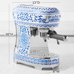 SMEG Dolce &amp; Gabbana Manual Espresso Machine, Blu Mediterraneo