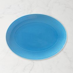 Lyngby Porcelain Rhombe Color Oval Serving Dish, Blue