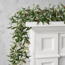 OPEN BOX:UV Protected Faux Olive Garland, 5'