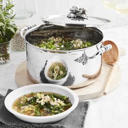 Ruffoni Opus Prima Hammered Stainless-Steel Stock Pot with Garlic Knob, 6-Qt.