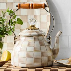 MacKenzie-Childs Mocha Check Tea Kettle