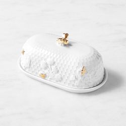 Honeycomb Porcelain Figural Butter Dish