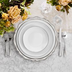 Pillivuyt Eventail Platinum Porcelain Salad Plates, Set of 4