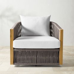 Pasadena Outdoor Teak and Brown Rope Swivel Chair
