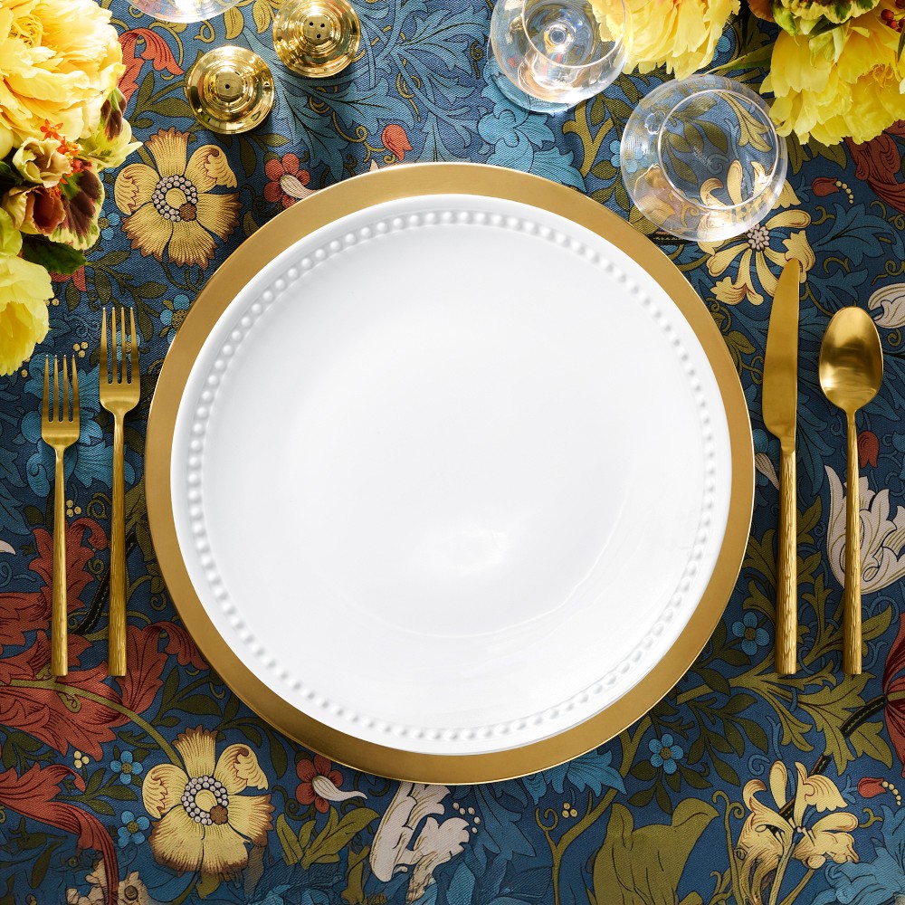 Pillivuyt Beaded Coupe Porcelain Dinner Plates Set of Four