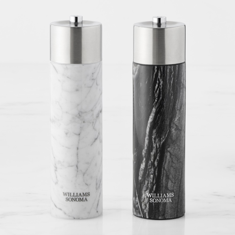 Williams Sonoma Signature Marble Salt & Pepper Mills Set, 9" - Marble
