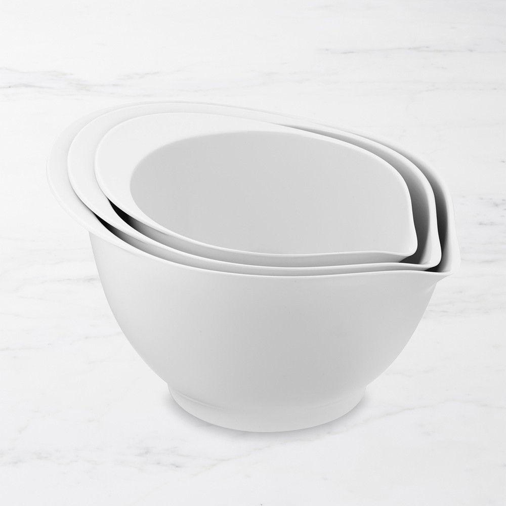 Melamine Mixing Bowls with Spout, Set of 3 - Set of 3, White