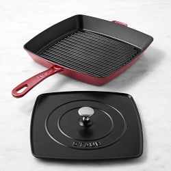 Staub Enameled Cast Iron Grill Pan & Press