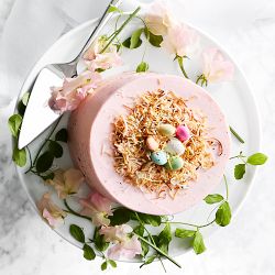 Easter Egg Three-Layer Vanilla Cake with Fresh Strawberries, Serves 8-10