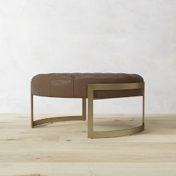 Mixed Material Round Ottoman (36.5")