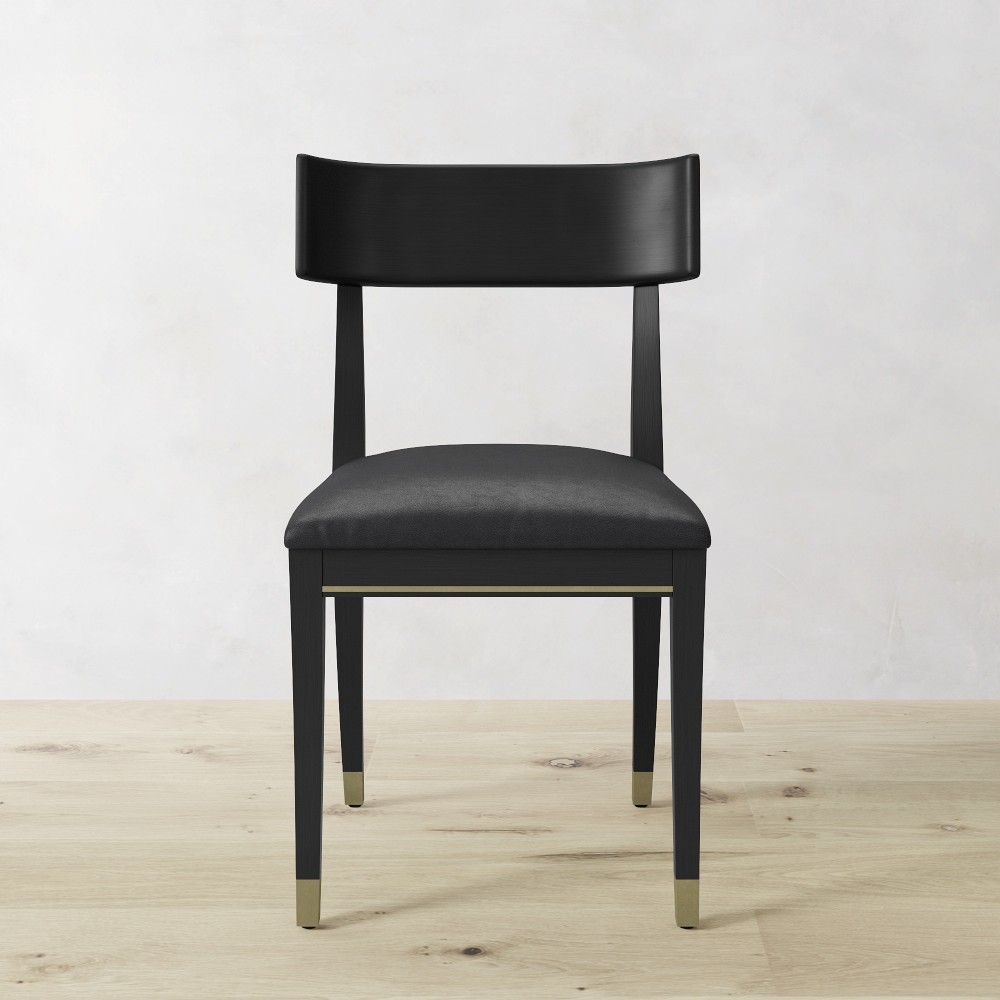 Klismos chair front view showing backrest and seat